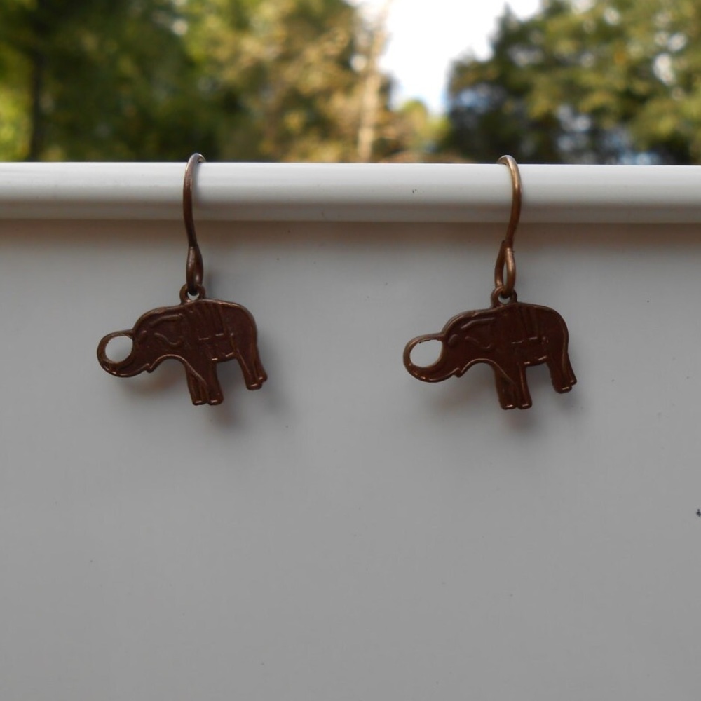 New Brass Elephant Earrings Elephant Jewelry Elephant Charm Earrings Small Charm